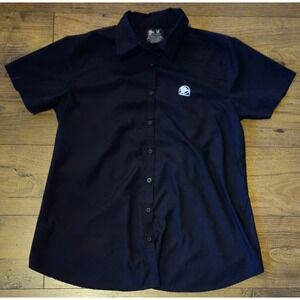 Taco Bell Employee Work Shirt Short Sleeve Button Up Black  Maternity Medium